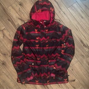 SIMS Women’s Ski / Snowboarding Hooded Jacket Multi Geometric Print Medium